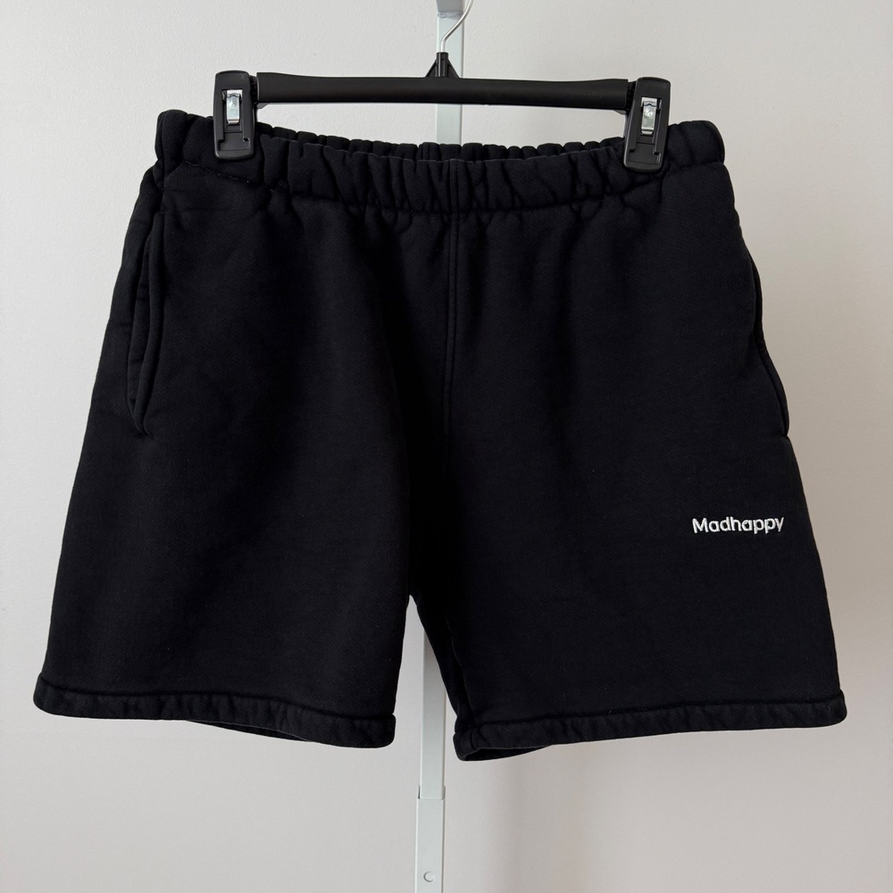 Madhappy Womens Heritage Sweatshorts Black Cotton Fleece Logo Shorts Size M